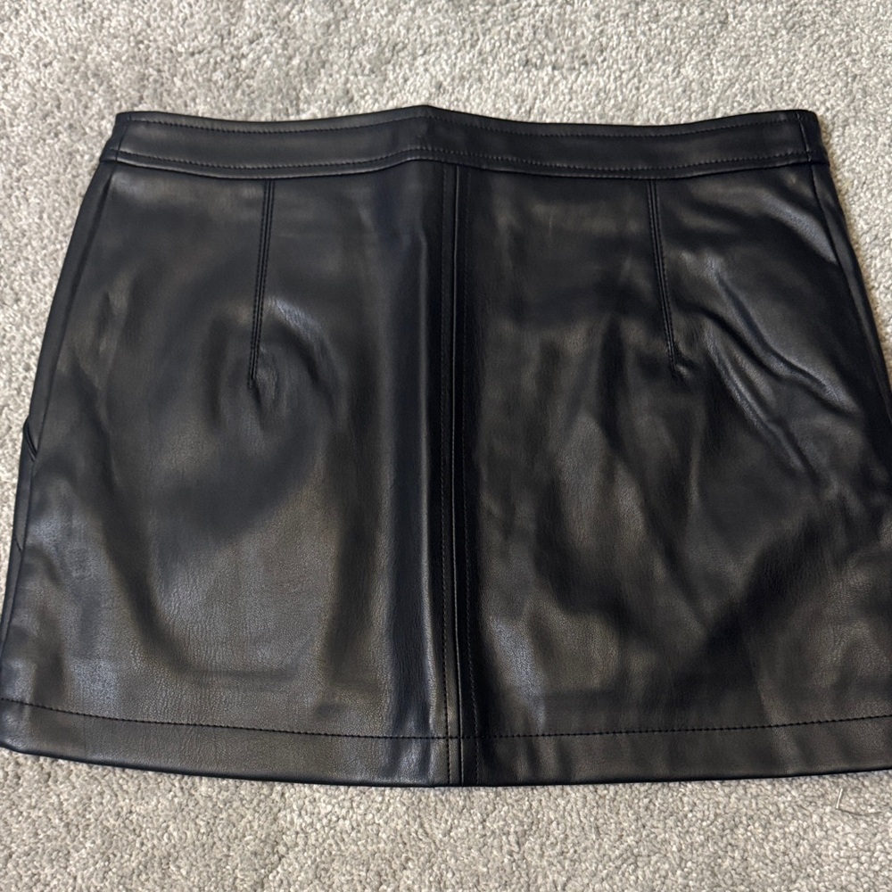 Free People Black Faux Leather Mini Skirt - Picture 3 of 4